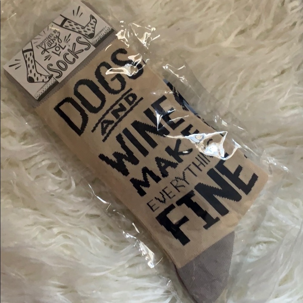 Dogs and wine make everything fine socks